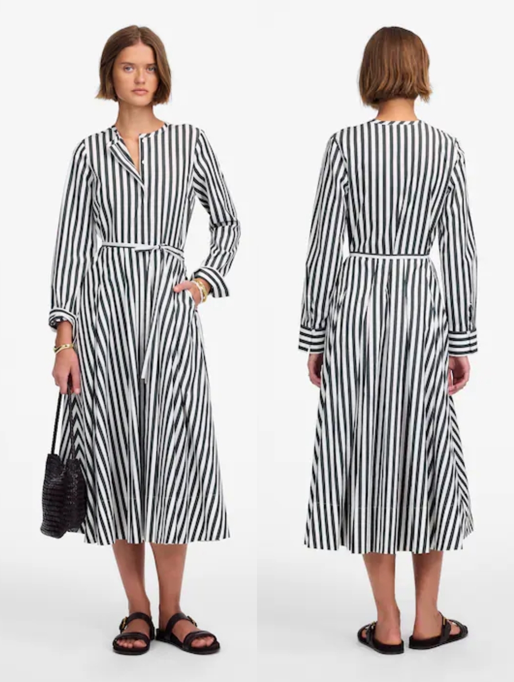 Madewell Tie Waist Midi Shirtdress in Stripe